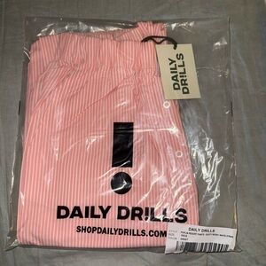 Daily Drills Dusty Rose and White Striped Poplin Pants